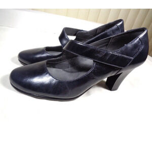 Women’s 7.5M Black leather Mary Jane Heel Y2K 90s Dark Academic Whimsygoth